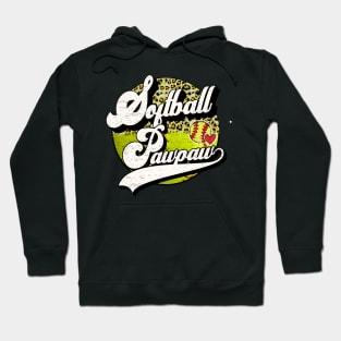 Softball Pawpaw Vintage Leopard Softball Family Matching Hoodie